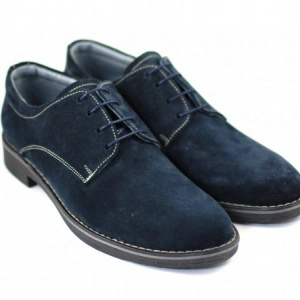 Pantofi barbati piele naturala velur bleumarin casual-eleganti cu siret