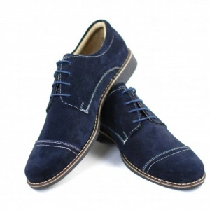 Pantofi barbati piele naturala velur bleumarin casual-eleganti cu siret