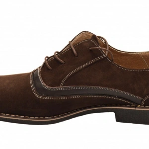 Pantofi barbati piele naturala velur maro casual-eleganti cu siret