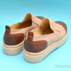 Pantofi dama bej casual-eleganti din piele naturala cu elastic