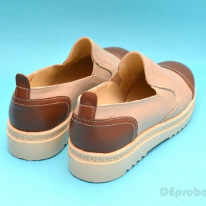 Pantofi dama bej casual-eleganti din piele naturala cu elastic
