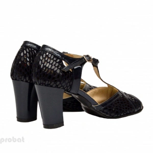 Pantofi damă bleumarin din piele naturală lăcuită cu toc de 7 cm