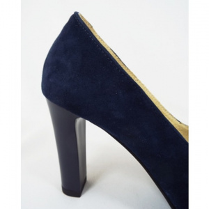 Pantofi dama bleumarin eleganti din piele naturala cu toc de 9 cm