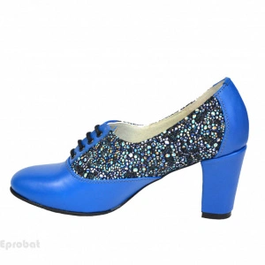 Pantofi dama din piele naturala, culoare albastru regal