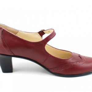 Pantofi dama eleganti din piele naturala grena cu toc de 5 cm