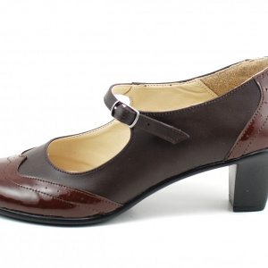 Pantofi dama eleganti din piele naturala maro cu toc de 5 cm