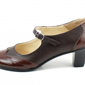 Pantofi dama eleganti din piele naturala maro cu toc de 5 cm
