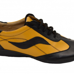 Pantofi dama galben din piele naturala cu siret cod P29 - Img 3