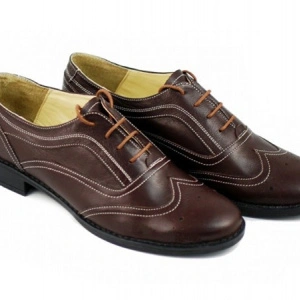 Pantofi dama maro casual-eleganti din piele naturala Oxford cod P71M