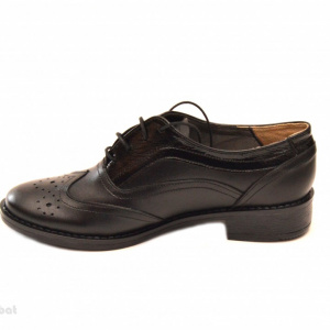 Pantofi dama negri casual-eleganti din piele naturala Oxford Black 