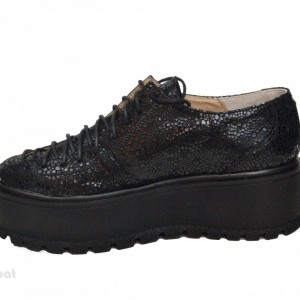 Pantofi dama negri cu talpa inalta 5,5 cm din piele naturala