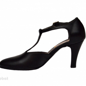 Pantofi dama negri cu toc aplicat din piele naturala cod P345 - Img 3