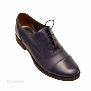 Pantofi dama piele naturala bleumarin cu siret 