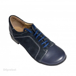 Pantofi dama piele naturala bleumarin cu siret