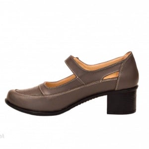Pantofi dama piele naturala gri cu platforma cod P135GRI - Made in Romania - Img 3