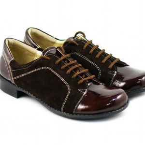 Pantofi dama piele naturala maro cu siret cod P94M