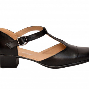 Pantofi dama piele naturala negri cu bareta