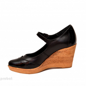 Pantofi dama piele naturala negri cu platforma