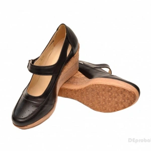 Pantofi dama piele naturala negri cu platforma