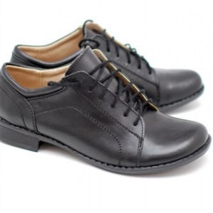 Pantofi dama piele naturala negri cu siret cod P92N
