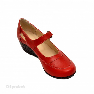 Pantofi dama piele naturala rosii cu platforma