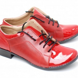 Pantofi dama piele naturala rosii cu siret cod P91