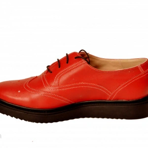 Pantofi dama rosii casual-eleganti din piele naturala Oxford