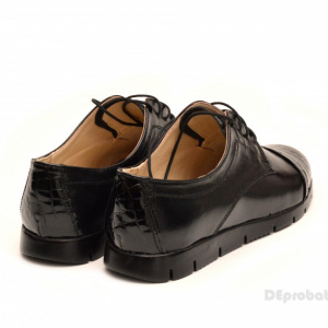 Pantofi dama sport-casual negri din piele naturala cu siret