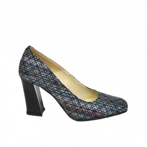 Pantofi multicolori dama eleganti din piele naturala