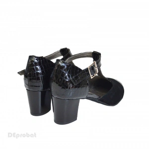 Pantofi negri dama eleganti din piele naturala