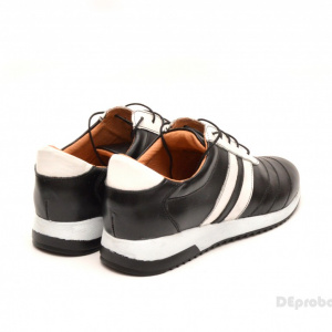 Pantofi sport dama piele naturala negru cu alb