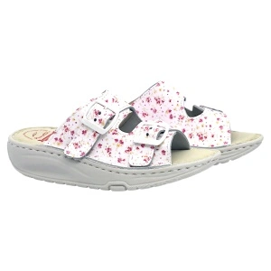 Papuci Piumetta 6273 alb cu floricele - dama