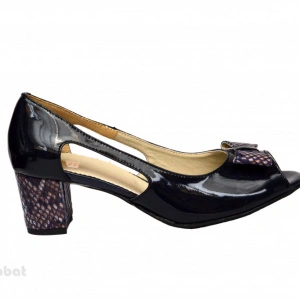 Sandale bleumarin dama din piele naturala lacuita toc 5 cm