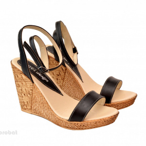 Sandale dama negre cu platforma de 10,5 cm din piele naturala cod S53N