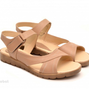 Sandale dama piele naturala bej cu talpa joasa cod S46