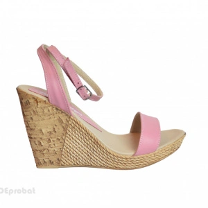 Sandale dama roz cu platforma de 10,5 cm cm din piele naturala