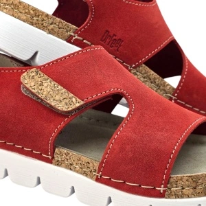 Sandale Dr Feet 9016 rosu cu detalii de pluta - dama