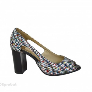 Sandale damă multicolore din piele naturală – Toc 8 cm
