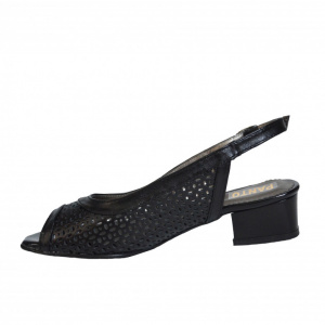 Sandale negre dama din piele naturala toc aplicat 3,5 cm