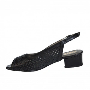Sandale negre dama din piele naturala toc aplicat 3,5 cm