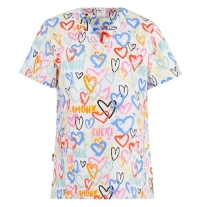 Bluza medicala alba cu inimioare