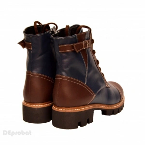 Bocanci dama piele naturala Bleumarin cu Maro sport-casual