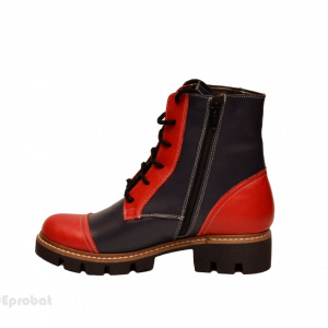 Bocanci dama piele naturala Bleumarin cu Rosu sport-casual