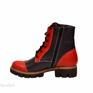 Bocanci dama piele naturala Bleumarin cu Rosu sport-casual