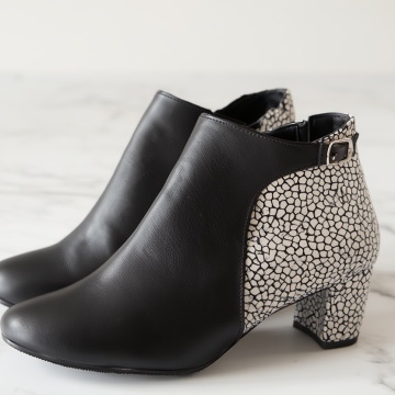 Botine dama piele naturala damier