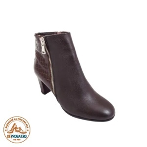 Botine din piele lac cu toc de 7 cm Maro cod G626