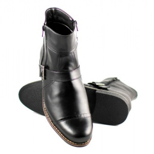 Ghete barbati negre piele naturala casual-elegante, cu fermoar si sireturi.