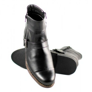 Ghete barbati negre piele naturala casual-elegante, cu fermoar si sireturi.