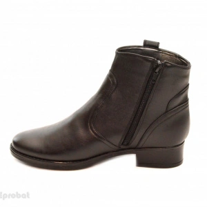 Ghete dama casual-elegante negre din piele naturala cu fermoar