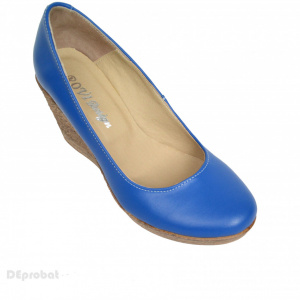 Pantofi albastru electric dama eleganti - casual din piele naturala